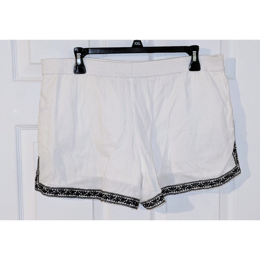 J.Crew Womens Pull On White Cotton Gauze Embroidered Floral Shorts Size 10 NWOT - Picture 4 of 9